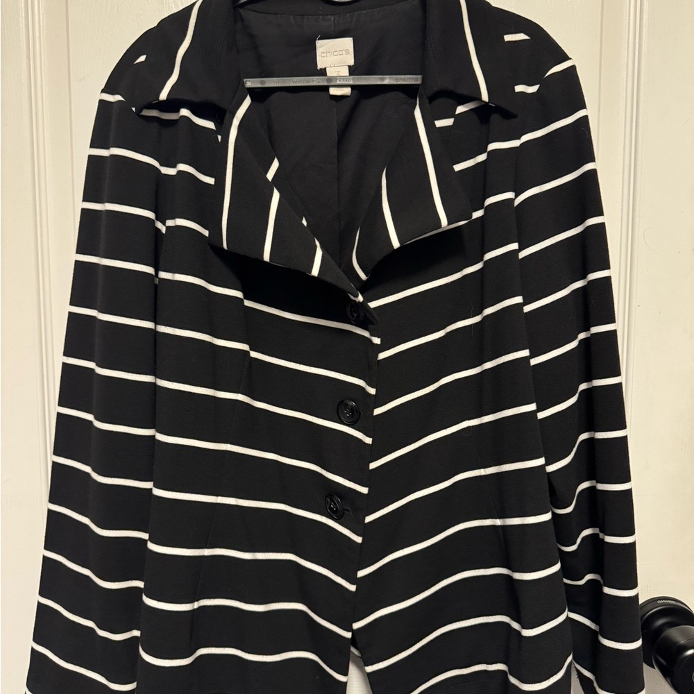 Chicos black and White Striped Jacket